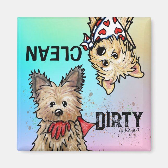 KiniArt Cairn Clean Dirty Geschirrspüler Magnet (Vorne)