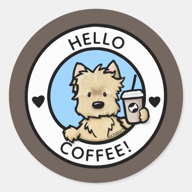 KiniArt Cairn Terrier Kaffeekleber Runder Aufkleber (Vorderseite)