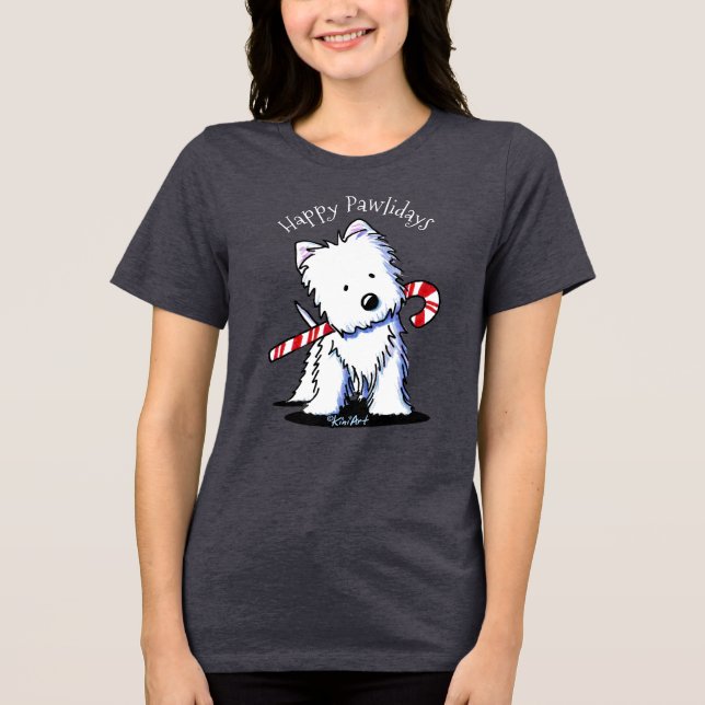 KiniArt Candy Cane Westie Tri-Blend Shirt (Vorderseite)