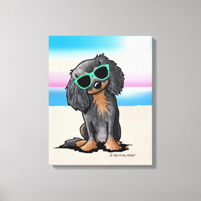 KiniArt Cavalier King Charles Spaniel Beach Leinwanddruck (Vorderseite)
