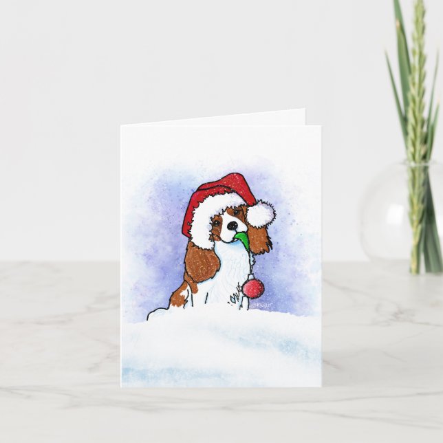 KiniArt Cavalier Spaniel Weihnachtskarte Feiertagskarte (Vorderseite)