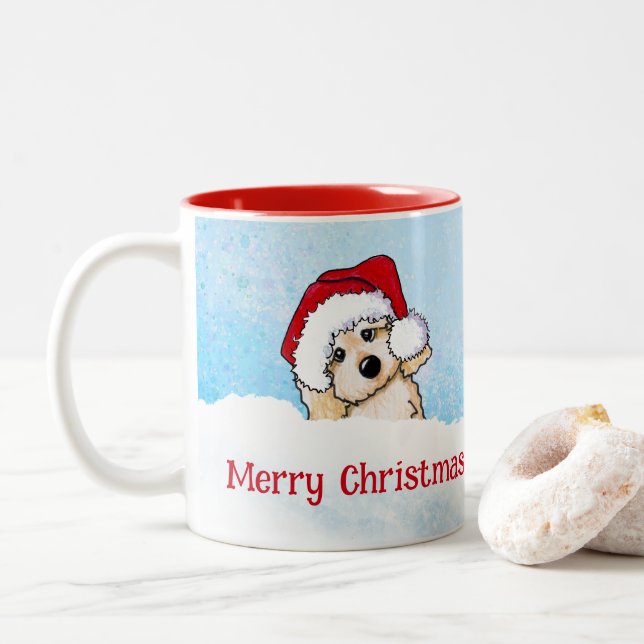 KiniArt Cavapoo Weihnachten Zweifarbige Tasse (Mit Donut)