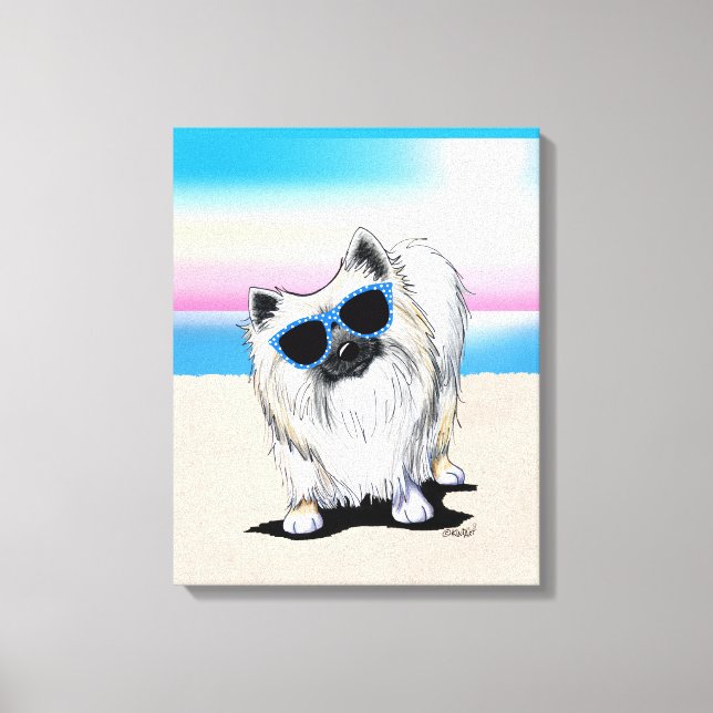 KiniArt Chester Spitz Dog Beach Canvas Print Leinwanddruck (Vorderseite)
