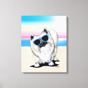 KiniArt Chester Spitz Dog Beach Canvas Print Leinwanddruck