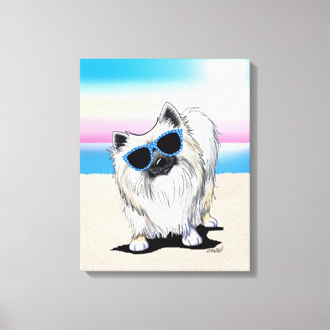 KiniArt Chester Spitz Dog Beach Canvas Print Leinwanddruck (Vorderseite)