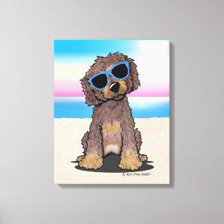 KiniArt Chocolate Doodle Dog Beach Leinwanddruck