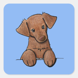 KiniArt Chocolate Labrador Quadratischer Aufkleber