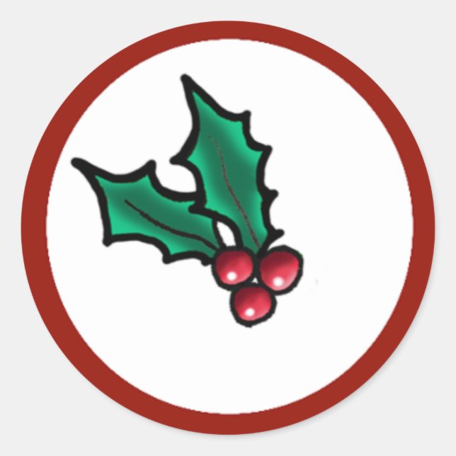 KiniArt Christmas Holly Runder Aufkleber (Vorderseite)