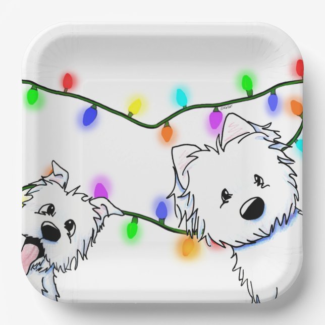KiniArt Christmas Westie Paper Teller (Vorderseite)