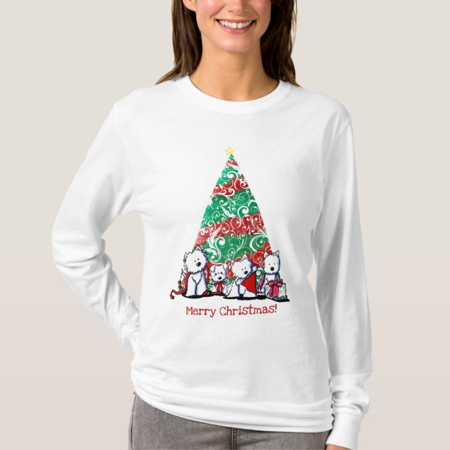 KiniArt Christmas Westies T - Shirt (Vorderseite)
