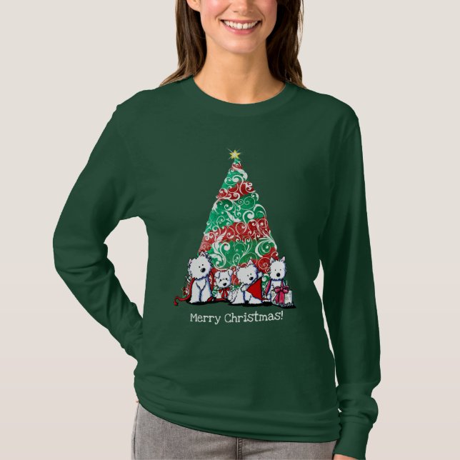KiniArt Christmas Westies T - Shirt (Vorderseite)