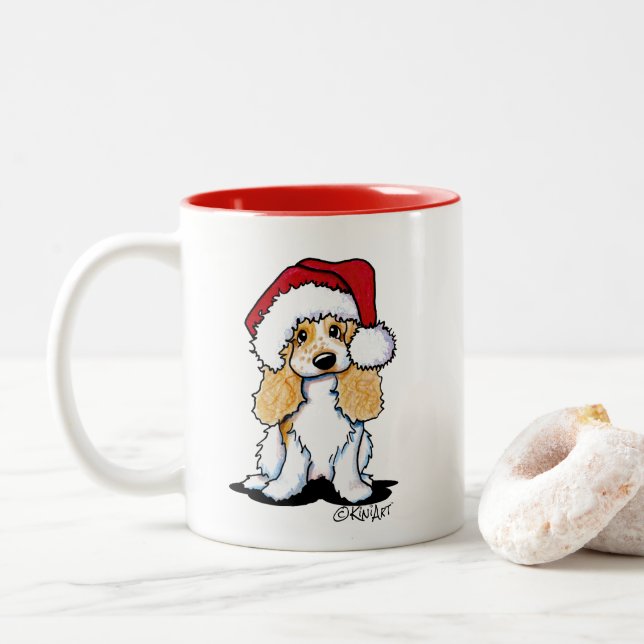 KiniArt Cocker Spaniel Weihnachtsfeier Tasse (Mit Donut)