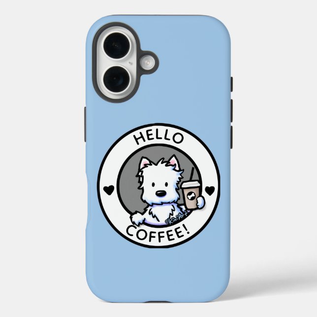 KiniArt Coffee Westie Case-Mate iPhone Case (Rückseite)