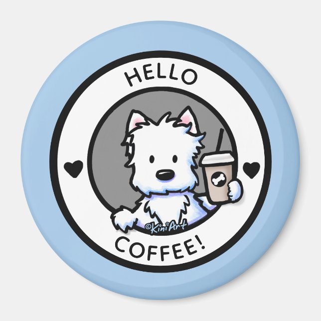 KiniArt Coffee Westie Magnet (Vorne)