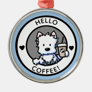 KiniArt Coffee Westie Ornament Aus Metall