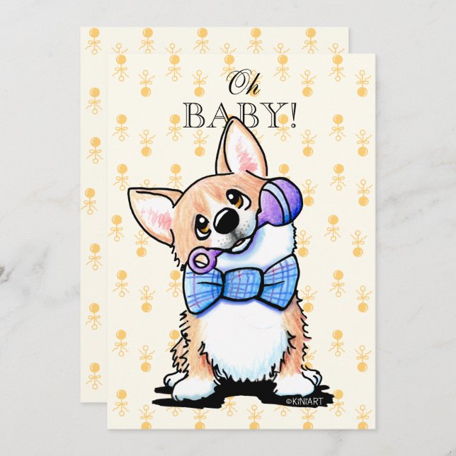 KiniArt Corgi Baby Shower Einladungen (Vorne/Hinten)