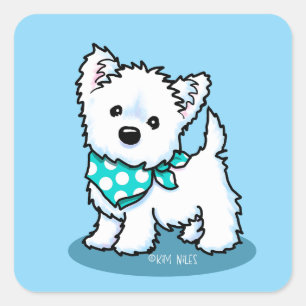 KiniArt Cutieface Westie Quadratischer Aufkleber