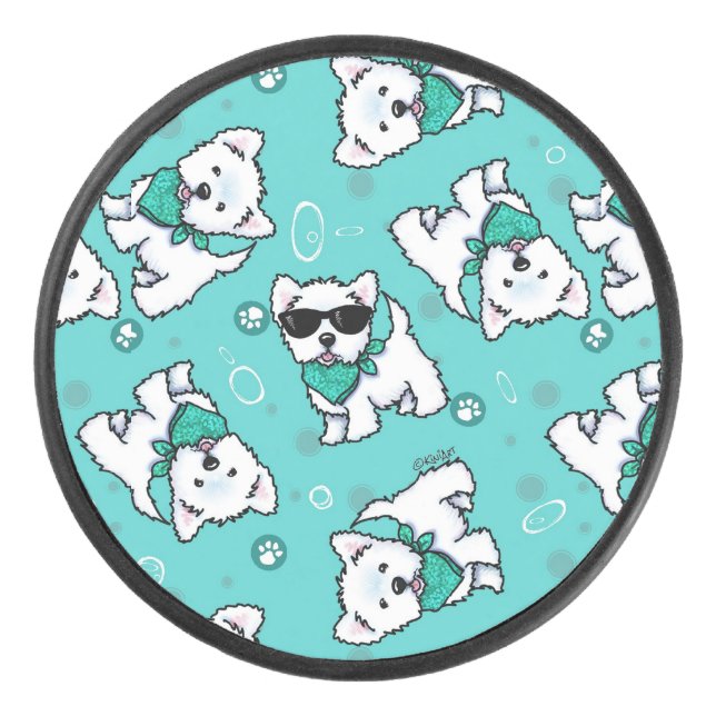 KiniArt Cutieface Westies Eishockey Puck (Vorderseite)