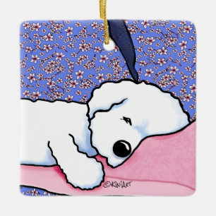KiniArt Dog Tired Bichon Keramikornament