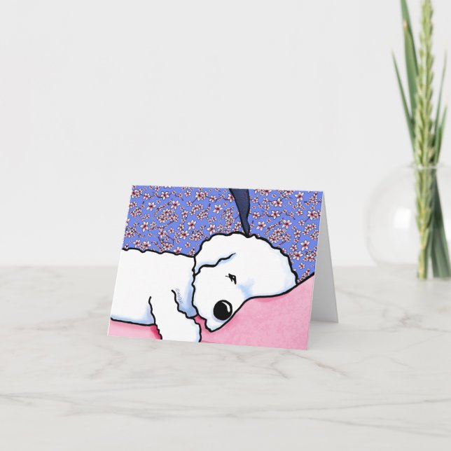 KiniArt Dog Tired Bichon Notecard Dankeskarte (Vorderseite)