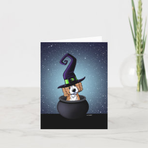 KiniArt Doodle Dog Hexe Halloween Karte