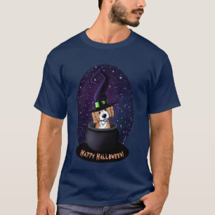 KiniArt Doodle-Hund Hexe Halloween-Karte T-Shirt