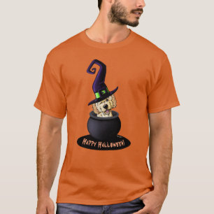KiniArt Doodle Hund Hexe Halloween T-Shirt