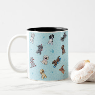 KiniArt Doodlemoji Goldendoodle Zweifarbige Tasse