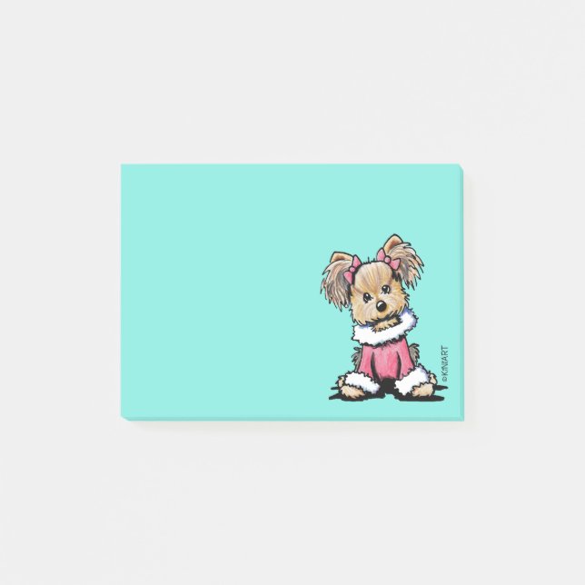 KiniArt festliches Yorkie Terrier Post-it Klebezettel (Vorderseite)