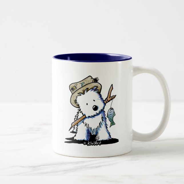 KiniArt Fishing Westie-Tasse Zweifarbige Tasse (Rechts)