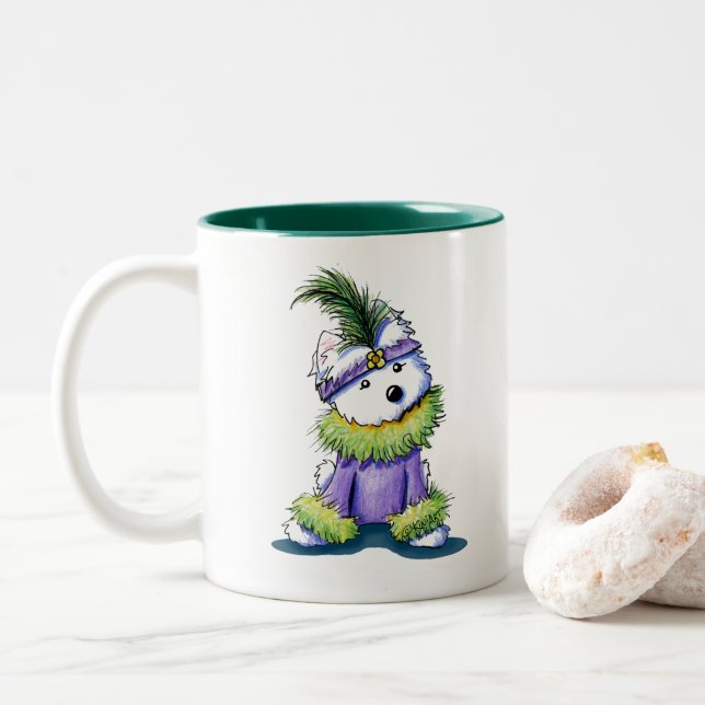 KiniArt Flapper Westie Zweifarbige Tasse (Mit Donut)