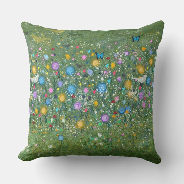 KiniArt Flower Garden Birds Schmetterlinge Kissen (Vorderseite)