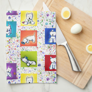 KiniArt Flowerbox Westies Geschirrtuch