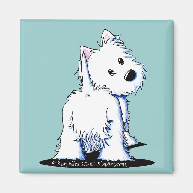 KiniArt Fluffy Hintern Westie Magnet (Vorne)