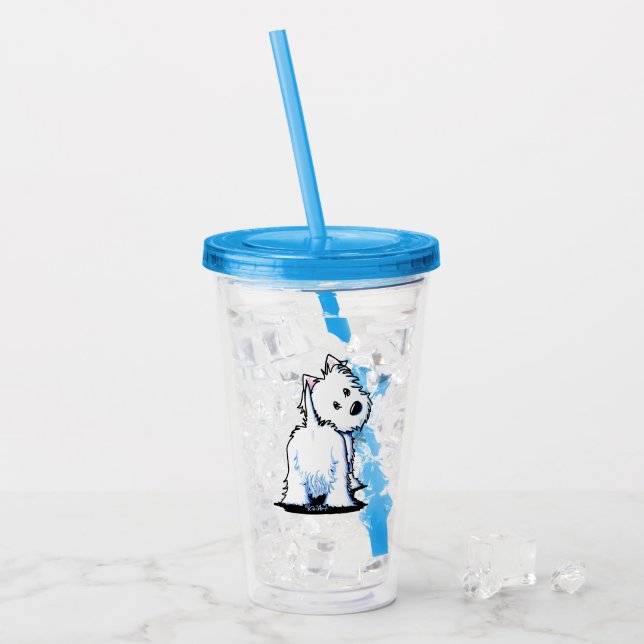 KiniArt Fluffybutt Westie Acrylic Tumbler Acryltrinkbecher (Vorderseite Ice)