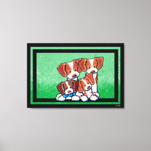 KiniArt Four Bretagne Hunde Kunst Leinwanddruck