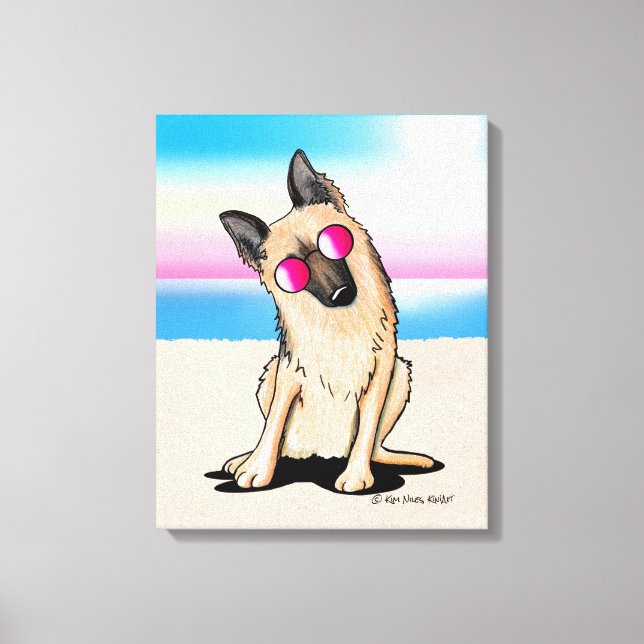 KiniArt German Shepherd Beach Leinwanddruck (Vorderseite)