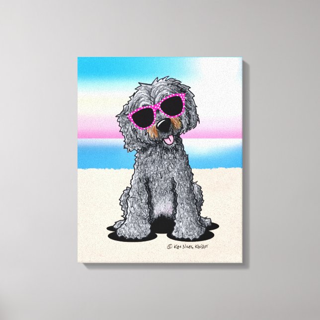 KiniArt Goldendoodle Dog Beach Leinwanddruck (Vorderseite)