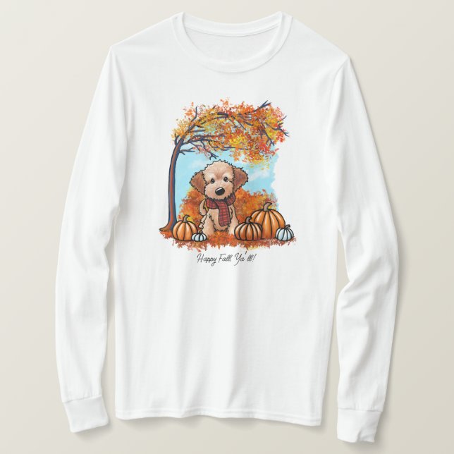 KiniArt Goldendoodle Pup Herbst T-Shirt (Design vorne)
