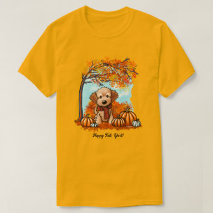 KiniArt Goldendoodle Welpe Herbst T-Shirt