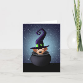 KiniArt Goldendoodle Witch Halloween Karte