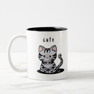 KiniArt Gray Tabby Kitten Zweifarbige Tasse