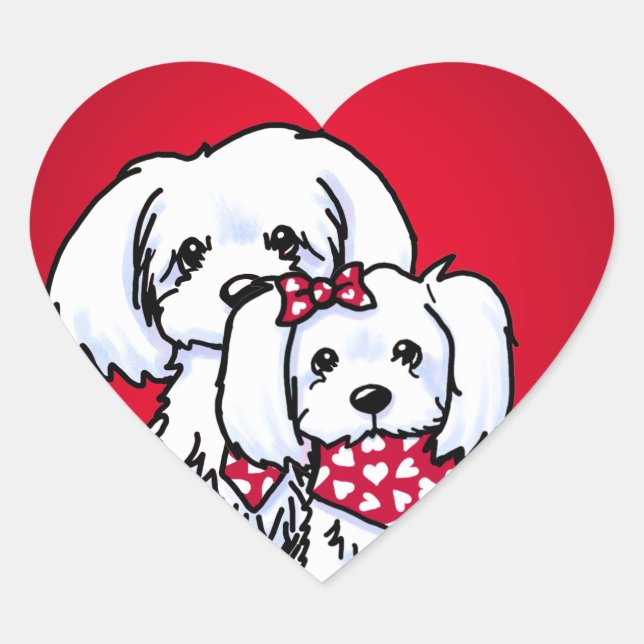 KiniArt Gully & Gidget Red Heart Stickers (Vorderseite)