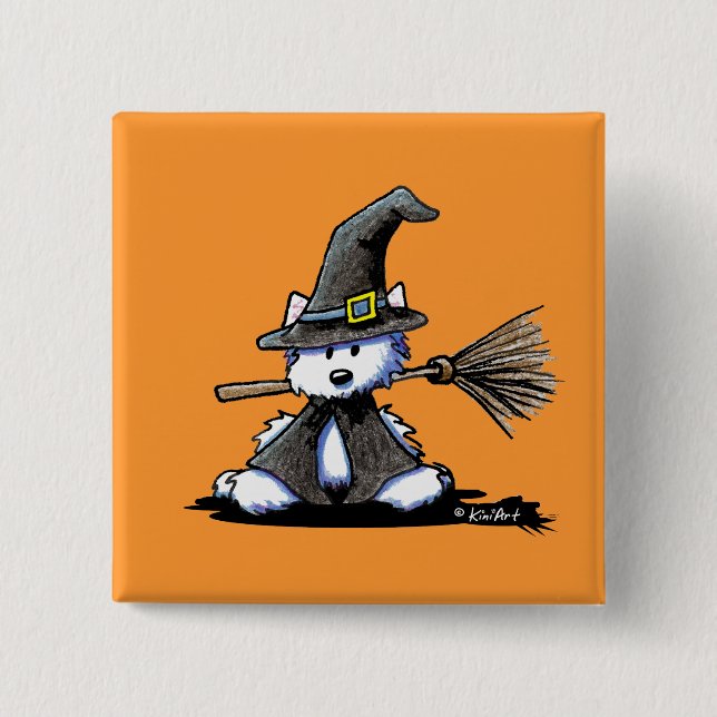 KiniArt Halloween Westie Witch Button (Vorderseite)