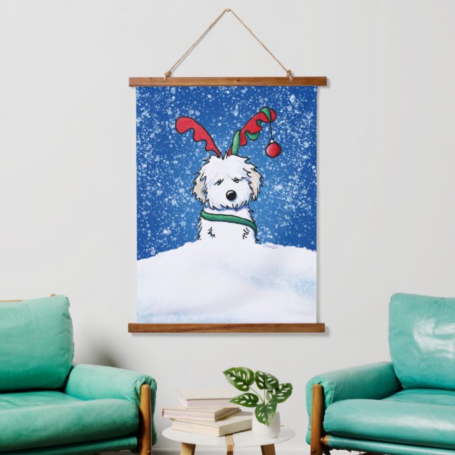 KiniArt Havanese Hund Hanging Tapestry Wandteppich Mit Holzrahmen (Wohnzimmer)