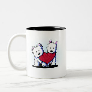 KiniArt Heartfelt Westie Duo Zweifarbige Tasse