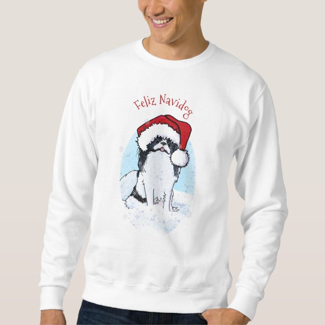 KiniArt Japanisches Chin Weihnachten Sweatshirt (Vorderseite)