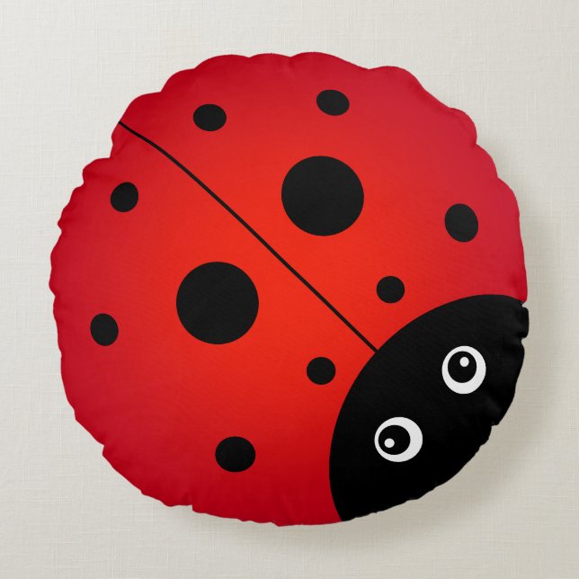 KiniArt Ladybug Rundes Kissen (Vorderseite)