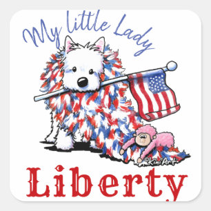 KiniArt Liberty Westie Portrait Quadratischer Aufkleber