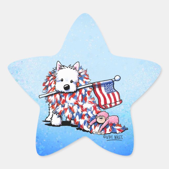 KiniArt Liberty Westie Star Stickers (Vorderseite)